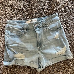 Hollister Light Blue Ripped Jean Shorts